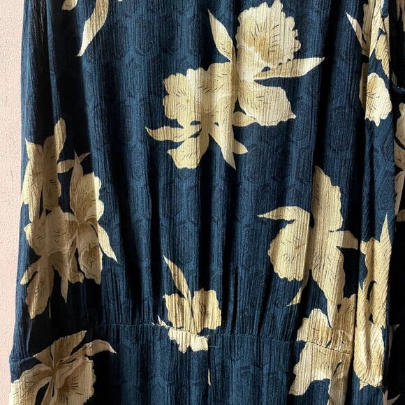 Vintage Caroline Wells Collection Dark Green & Beige Floral Maxi Dress Sz 8 EUC - Picture 9 of 9